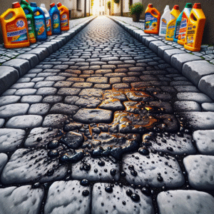 plamy oleju na kostce