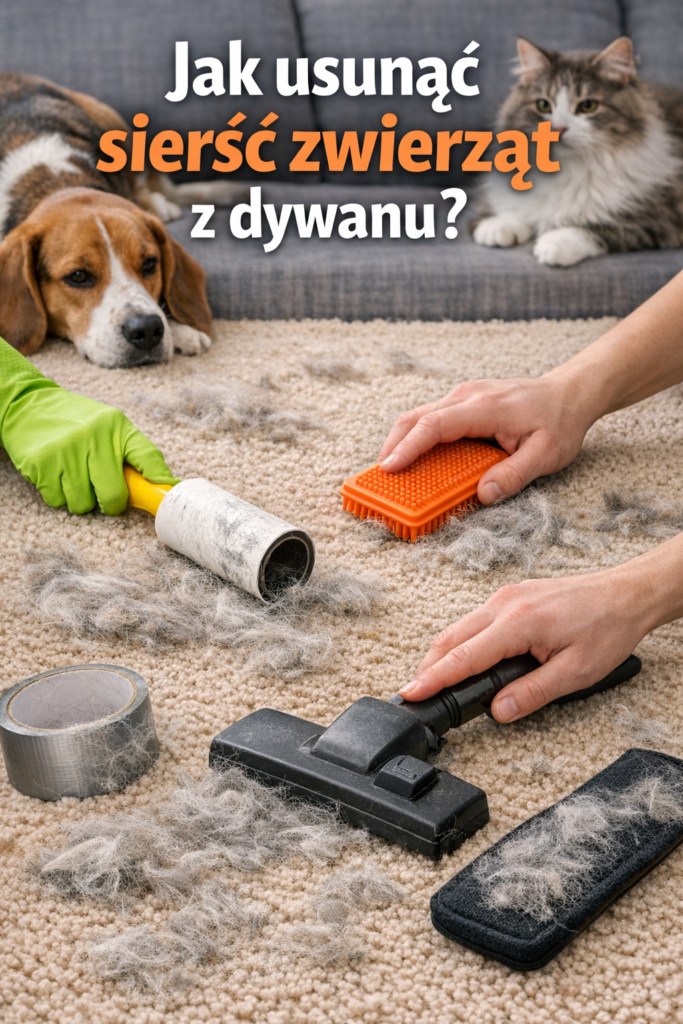 Jak usunąć sierść zwierząt z dywanu?