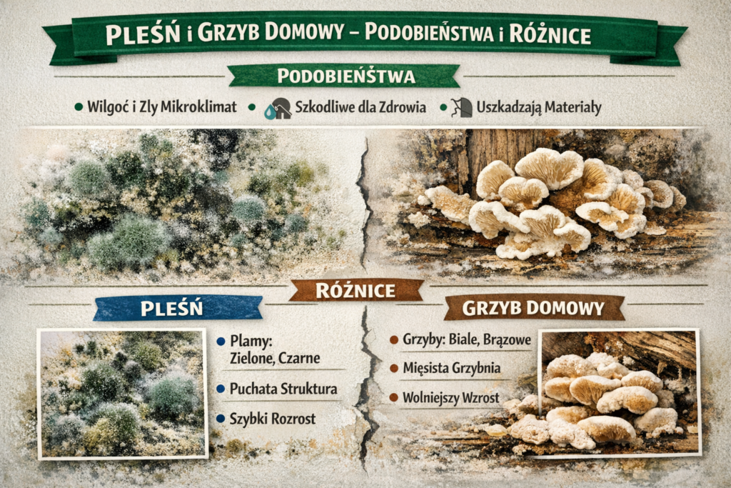 Pleśń i grzyb domowy – podobieństwa i różnice