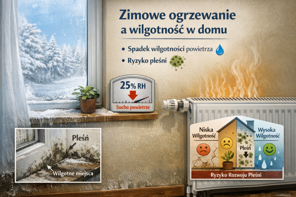 Jak zimowe ogrzewanie wpływa na wilgotność w domu i ryzyko pleśni?