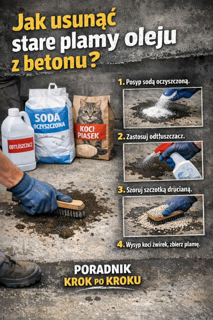 Jak usunąć stare plamy oleju z betonu?
