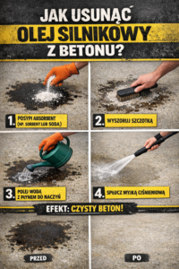 Jak usunąć olej silnikowy z betonu?