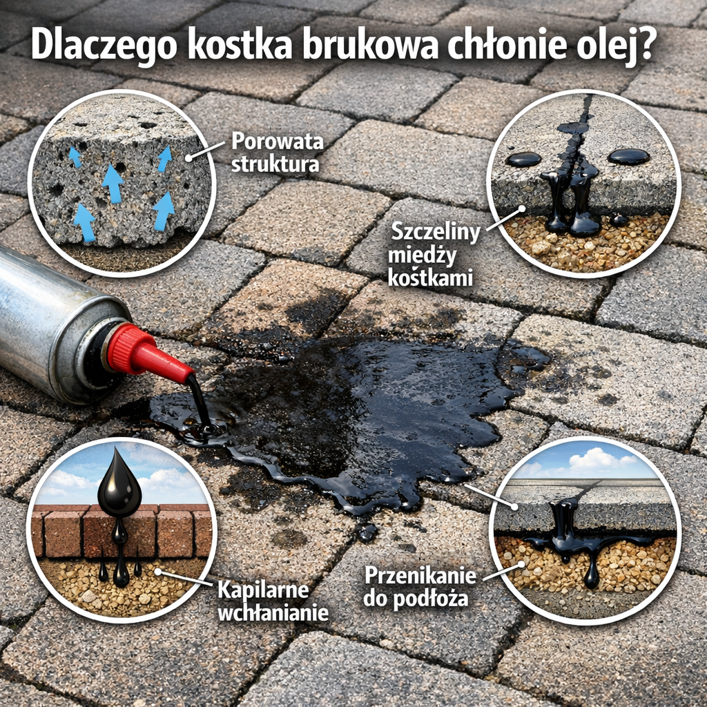 Dlaczego kostka brukowa chłonie olej?