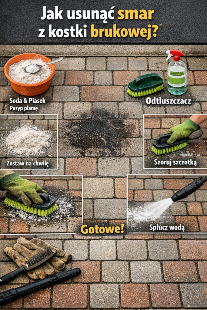 Jak usunąć smar z kostki brukowej?