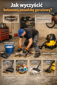 Jak wyczyścić betonową posadzkę garażową?
