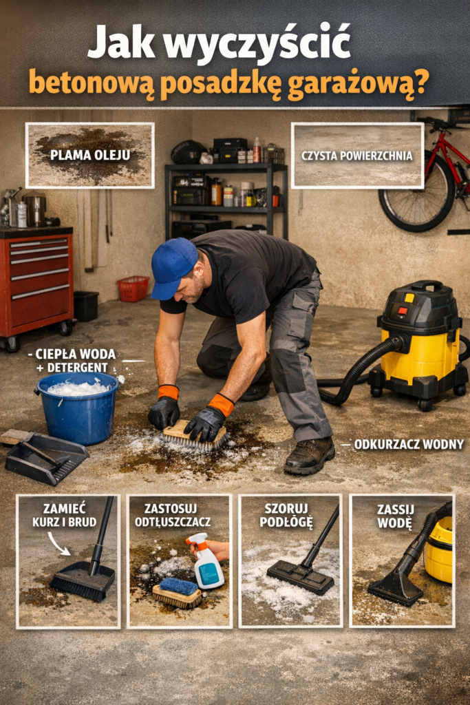 Jak wyczyścić betonową posadzkę garażową?