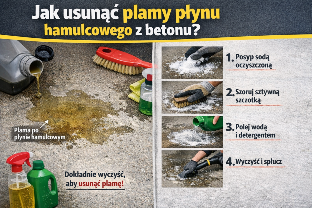 Jak usunąć plamy płynu hamulcowego z betonu?