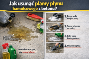 Jak usunąć plamy płynu hamulcowego z betonu?