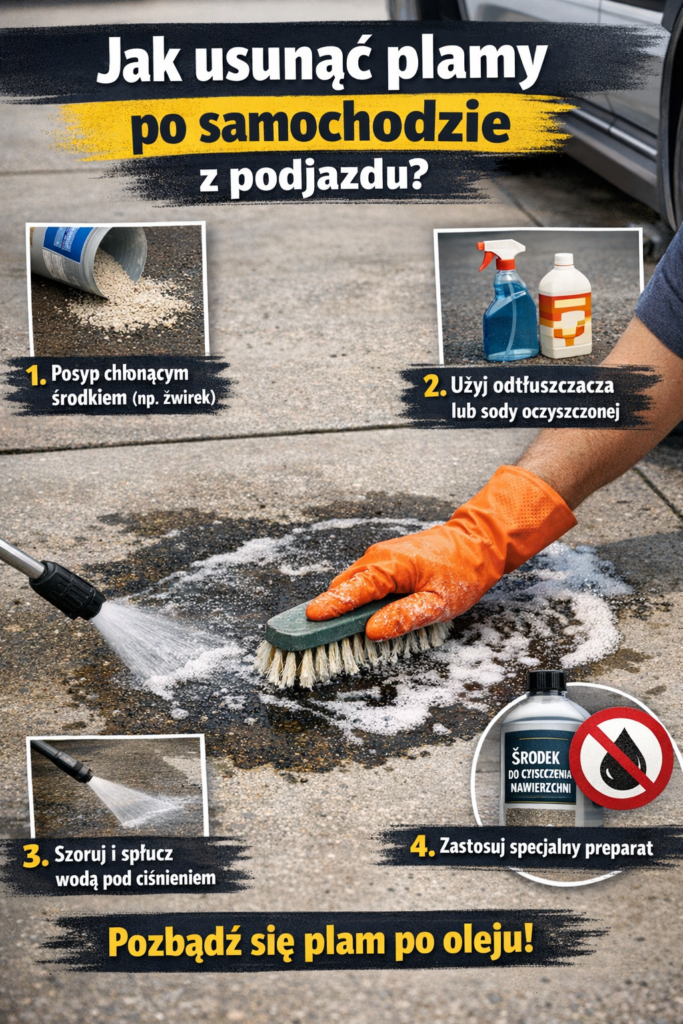 Jak usunąć plamy po samochodzie z podjazdu?