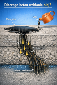 Dlaczego beton wchłania olej?