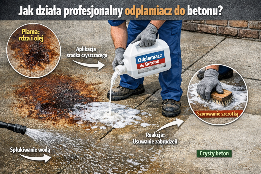 Jak działa profesjonalny odplamiacz do betonu?