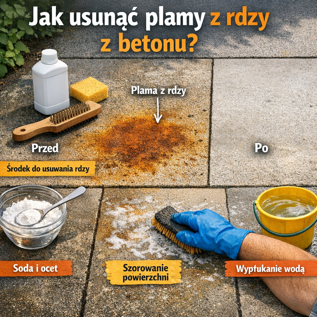 Jak usunąć plamy z rdzy z betonu?
