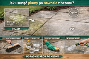 Jak usunąć plamy po nawozie z betonu?