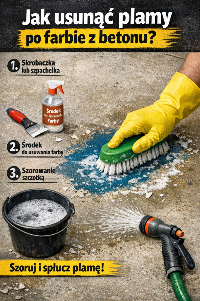 Jak usunąć plamy po farbie z betonu?
