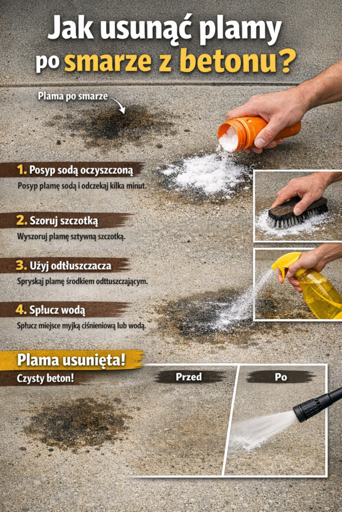 Jak usunąć plamy po smarze z betonu?