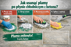 Jak usunąć plamy po płynie chłodniczym z betonu?