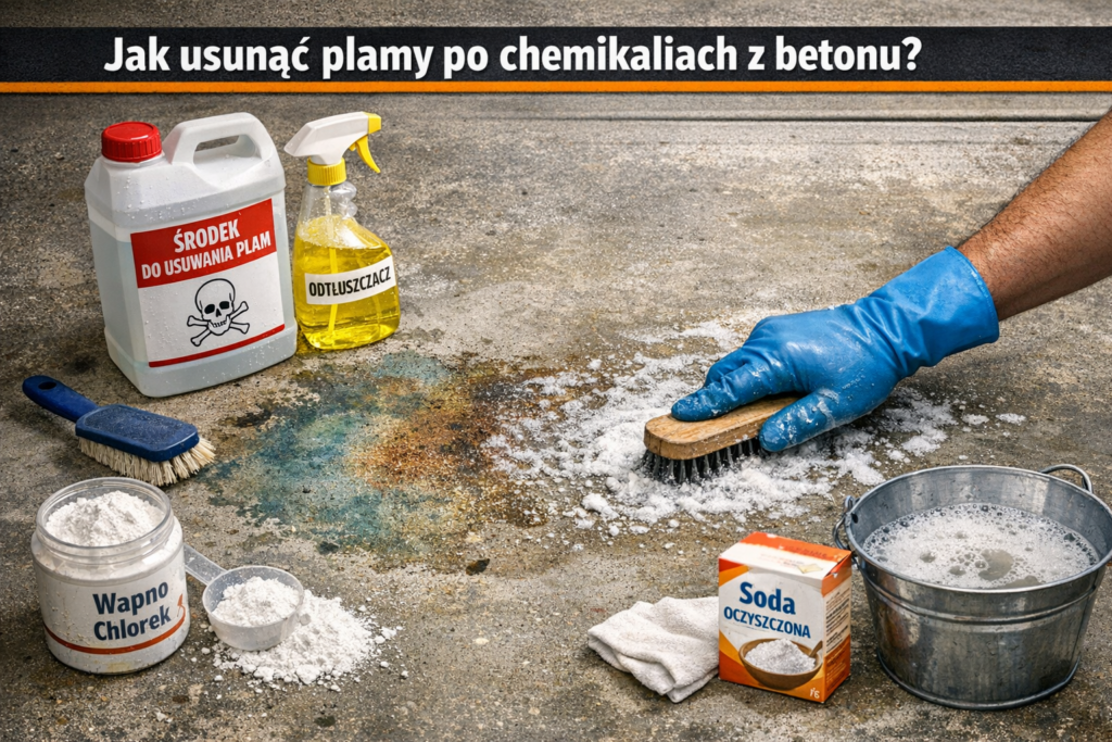 Jak usunąć plamy po chemikaliach z betonu?