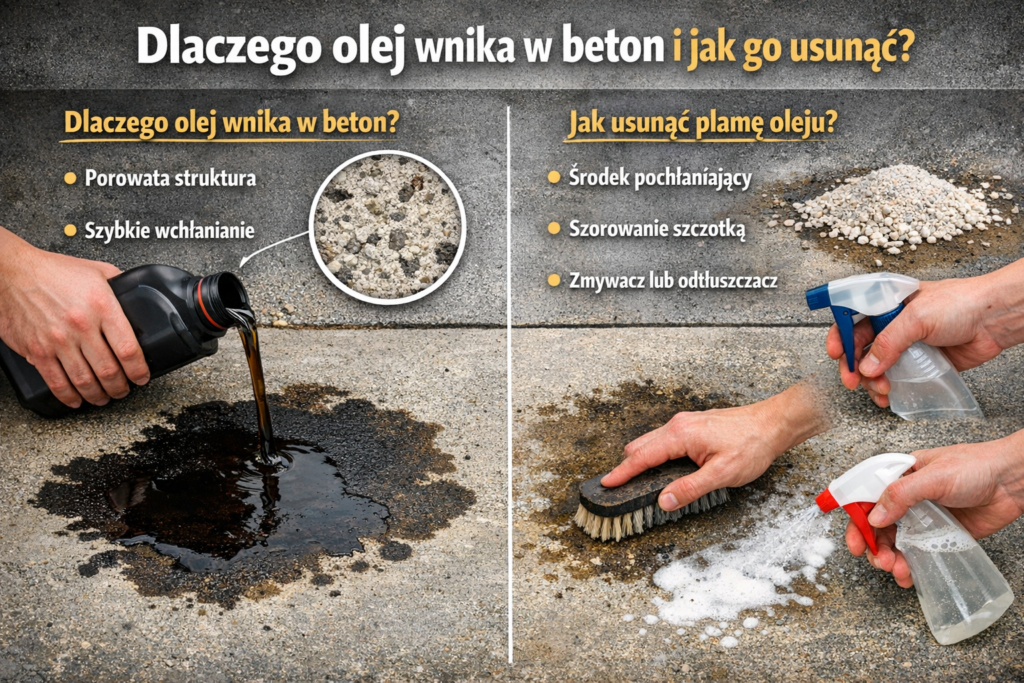 Dlaczego olej wnika w beton i jak go usunąć?