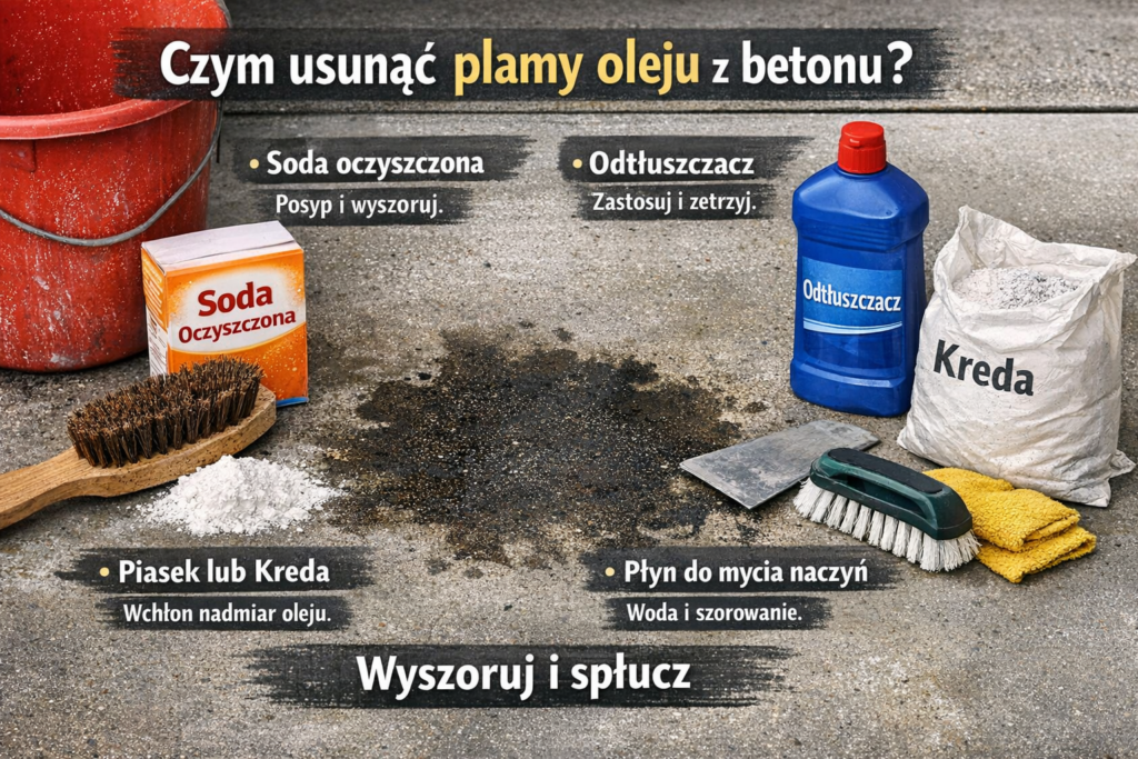 Czym usunąć plamy oleju z betonu?