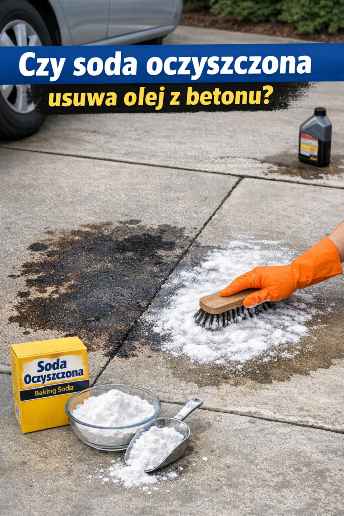 Czy soda oczyszczona usuwa olej z betonu?