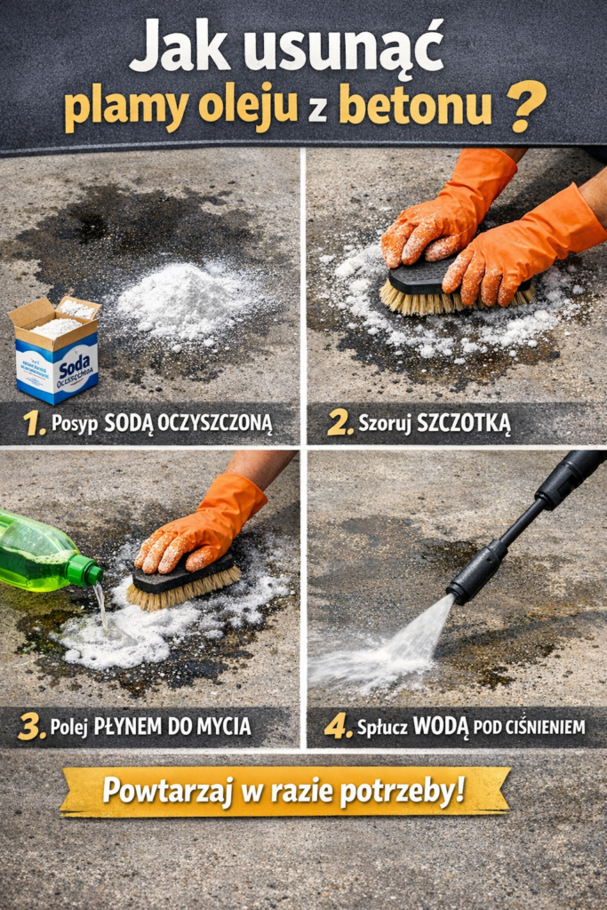Jak usunąć plamy oleju z betonu?