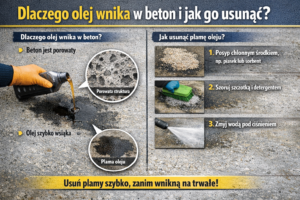 Dlaczego olej wnika w beton i jak go usunąć?