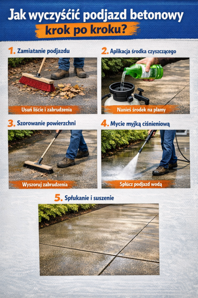 Jak wyczyścić podjazd betonowy krok po kroku?